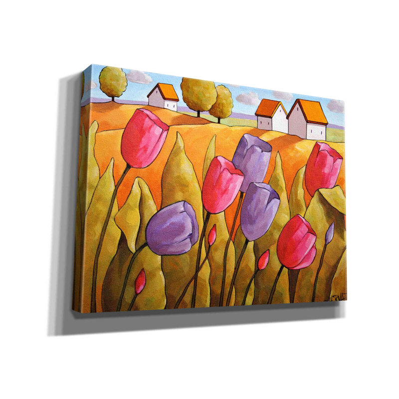 Red Barrel Studio 'Tulips Landscape Yellow' By Cathy Horvath-Buchanan, Canvas Wall Art, H 12 po x l 16 po x P 0,75 po