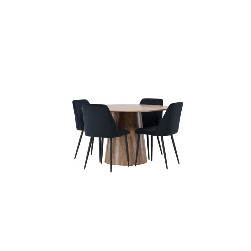 Villegas 4 - Person Dining Set, Beige, Black, Black
