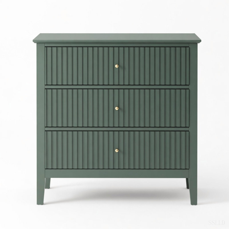 Table de chevet large 32 po à 3 tiroirs, grande table de bout moderne pour chambre à coucher, Green