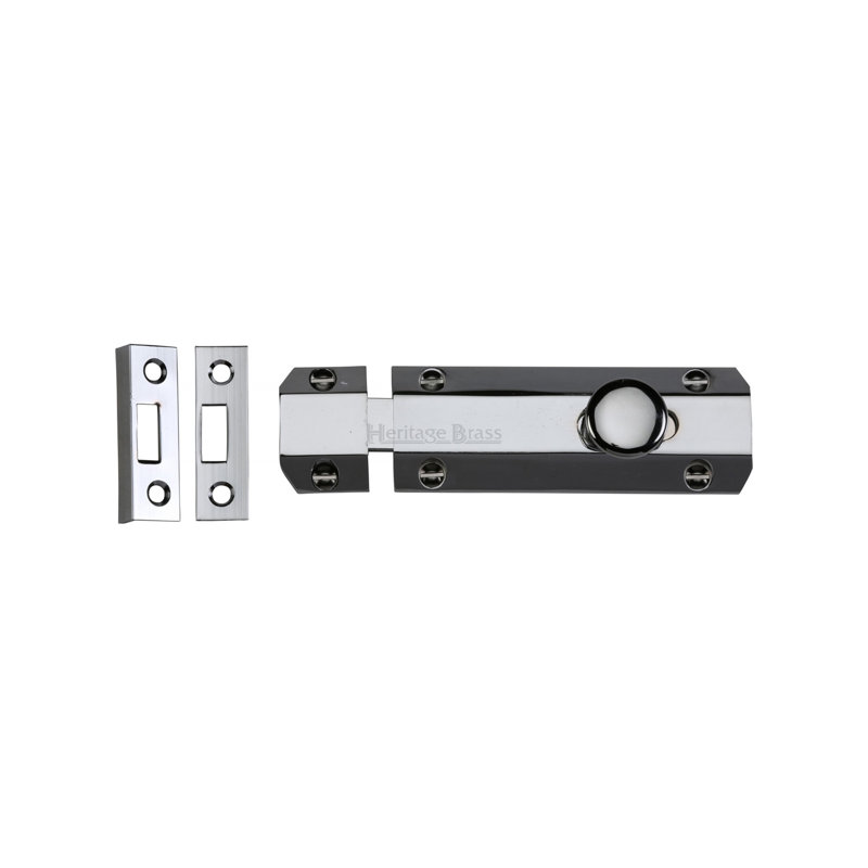 Heritage Brass Heritage Door Bolt Flat, 10.16 cm W, Polished Chrome