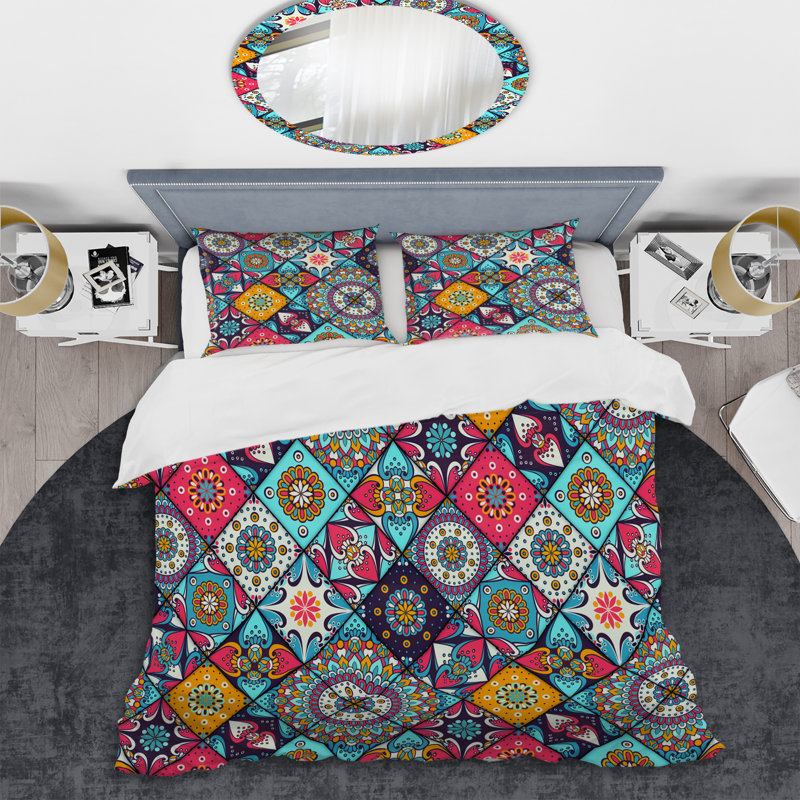 Multicolor Square Patchwork - Abstract Duvet Cover Set - Microfiber Polyester, Twin Duvet Cover + 1 Standard Sham