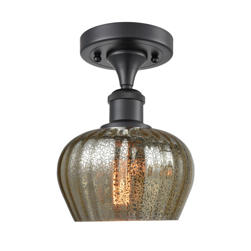 Patrina Semi Flush Mount, Matte Black, Mercury, No Bulb Included
