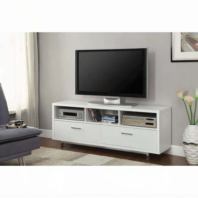 White 60-inch Drawer Storage TV Console