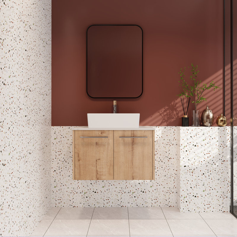 Meuble-lavabo simple avec plateau en pierre 29,84 po Kaytlynn