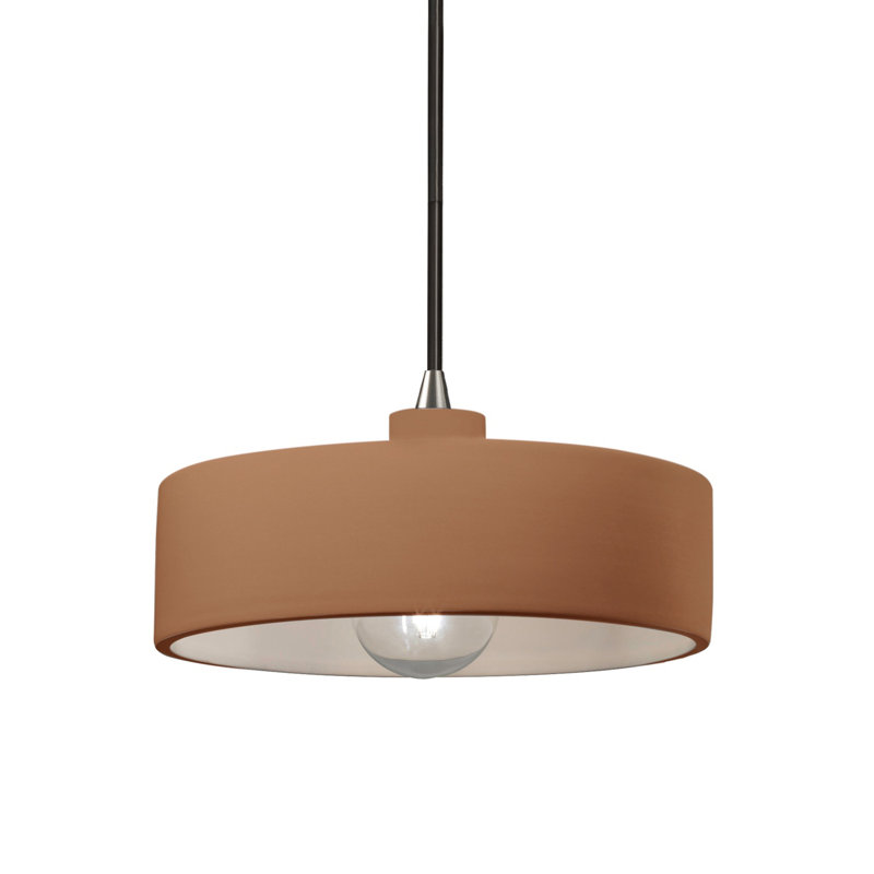 Luminaire suspendu cylindrique à 1 lumière Colgate, Nickel brossé, Adobe