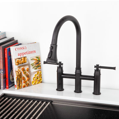 Pull Down Bridge Faucet With Accessories