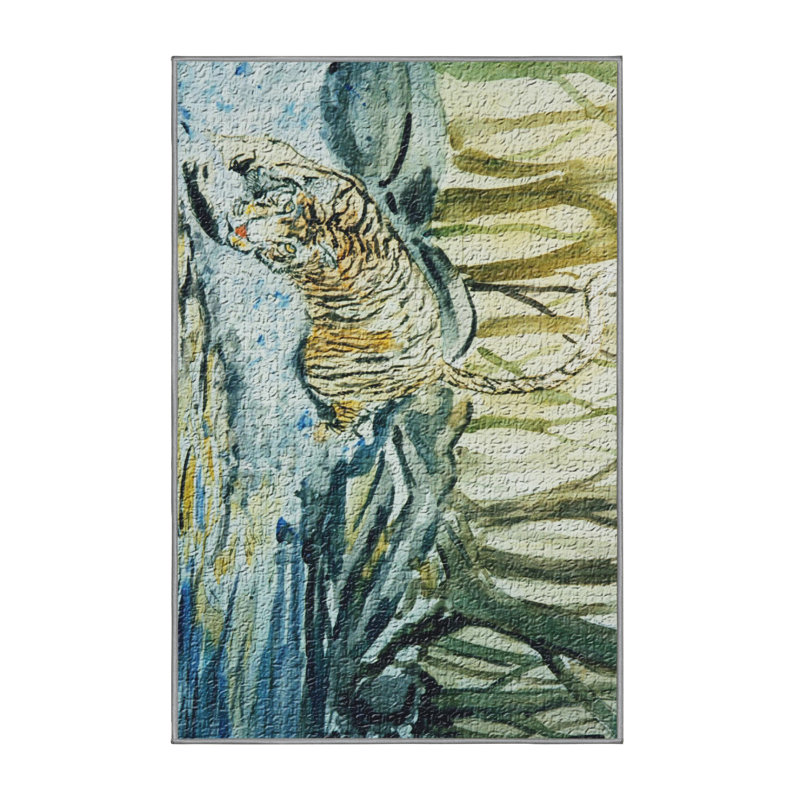 Tapis bleu area tigers, Rectangle 2 pi x 4 pi