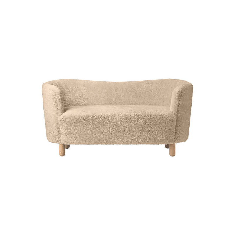 Mingle Loveseat, Sheepskin Honey, Natural Oak