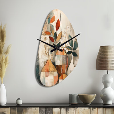 Green And Beige Channeling Bohemian Vibes - Fall Shape Green Wall Clock Sculpture