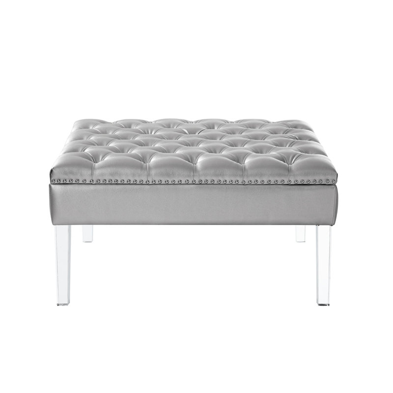 Repose-pieds cocktail 35 po, Similicuir argent