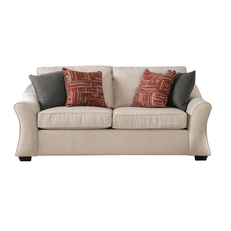 74.4" W Transitional Loveseat, Ivory