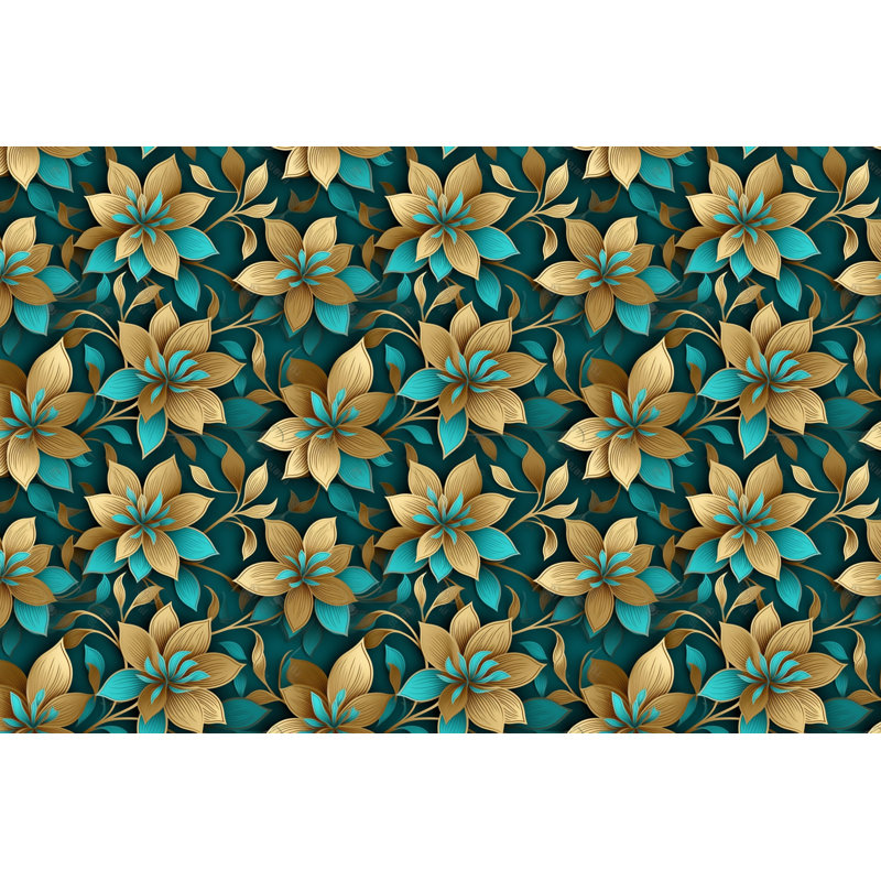 Machine Printed Comforter, Queen Comforter, Gold/Green/Blue Floral
