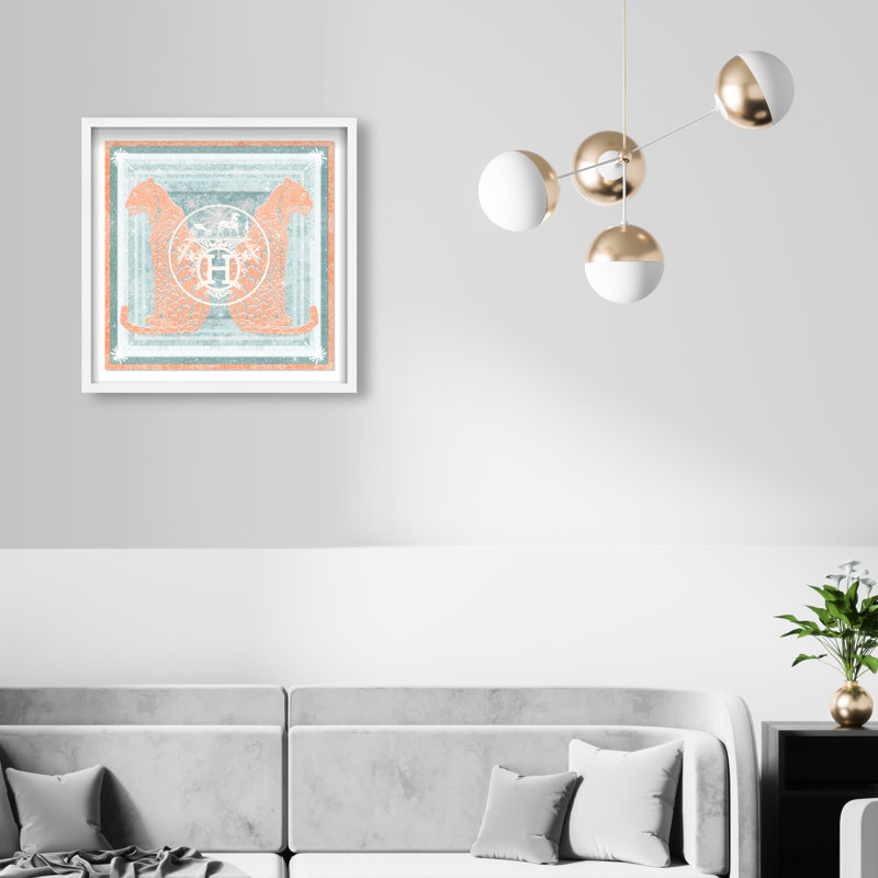 Casablanca to Paris Peach Shadowbox Animals Print by Oliver Gal, Black Frame, 12 x 12, 21.5"H x 21.5"W, White Frame