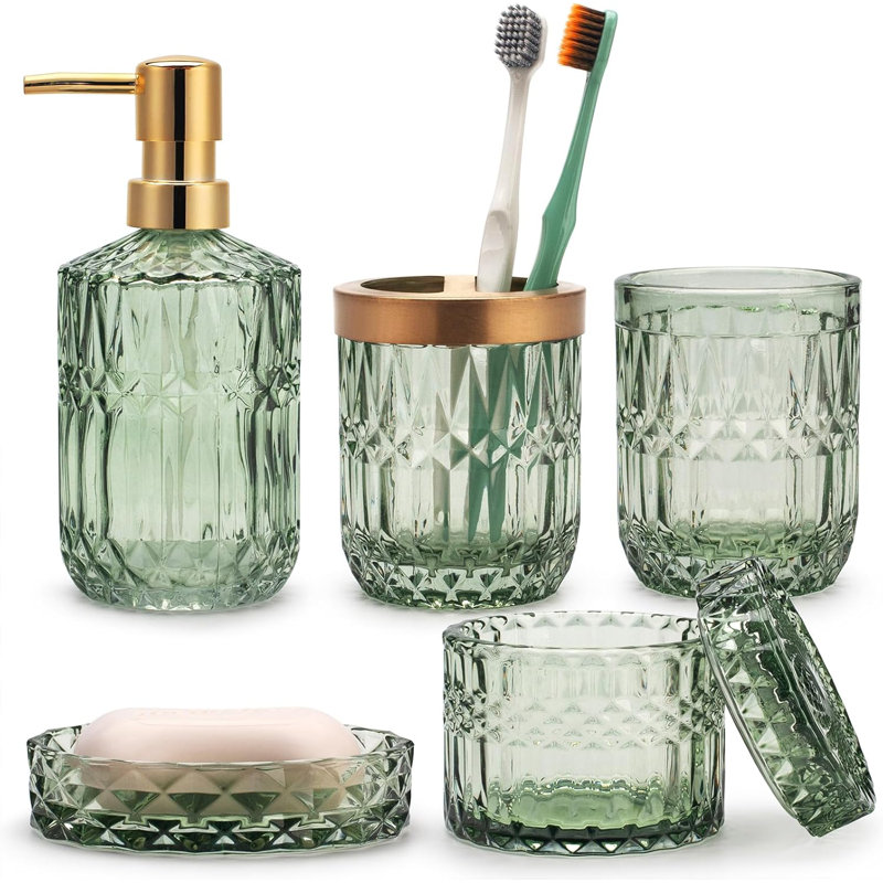 Bathroom Accessory Set, Green