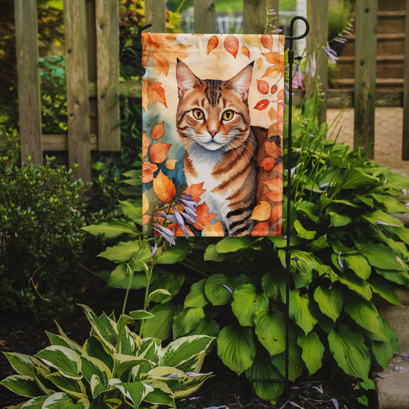 Chat en feuilles d'automne drapeau de jardin, Égée