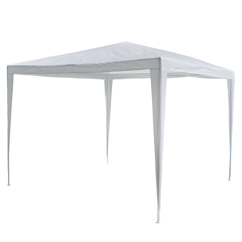 3m x 3m garden gazebo, waterproof, includes pegs, guy ropes, corner connectors, material: PE tarpaulin 110g/M², lacquered metal rods, plug-in system, assembly without tools, white