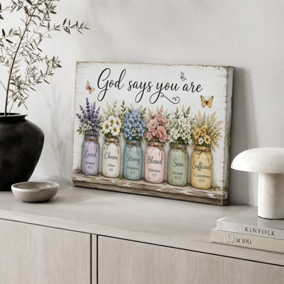 «God Says You Are Floral», œuvre d'art, impression sur toile encadrée
