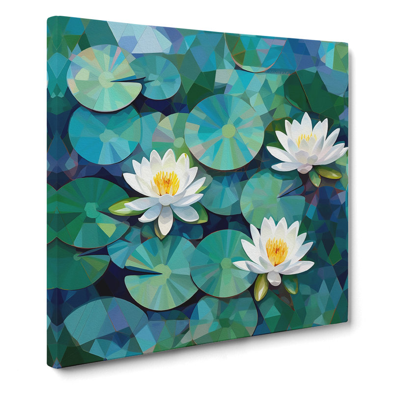 Water Lily Pond Geometric - Wrapped Canvas