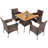 Akyrie 4 - Person Acacia Wicker Patio Dining Set with Square Table , Cushions Included