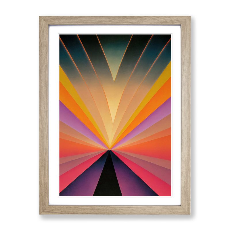 Wild Abstract Sunset - Wall Art, 34cm H x 25cm W, Oak Framed