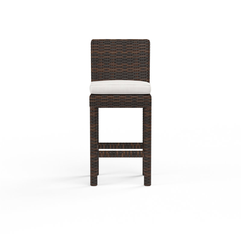 Emerald II Outdoor Bar Stool, Canvas Granite Sunbrella®, Cognac, Bar Stool (30" Seat Height)