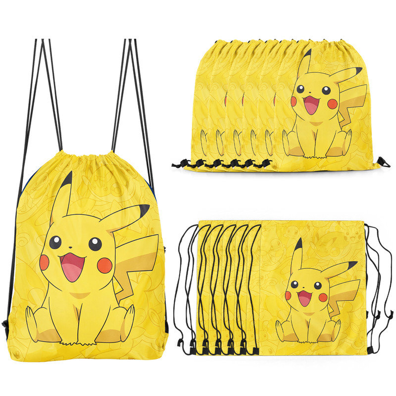 Pochette de bonbons pokémon, 12 pièces de sac à cordon de pokémon pour ensemble de décorations de fête d'anniversaire