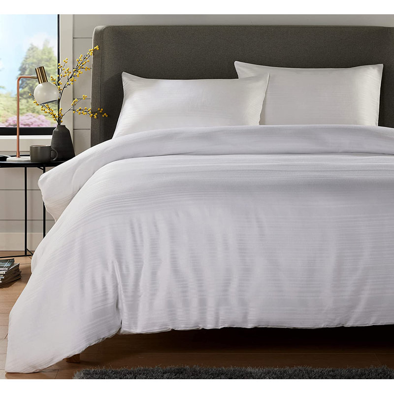 Polyester No Pattern Duvet Cover Set with Pillowcases, Kingsize Duvet Cover Set + 2 Pillowcases, White