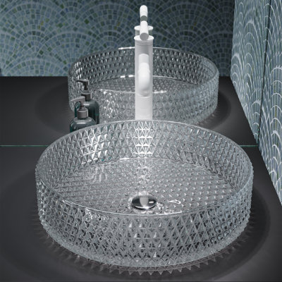 Lavabo vasque rond en verre 15,75 po Caché