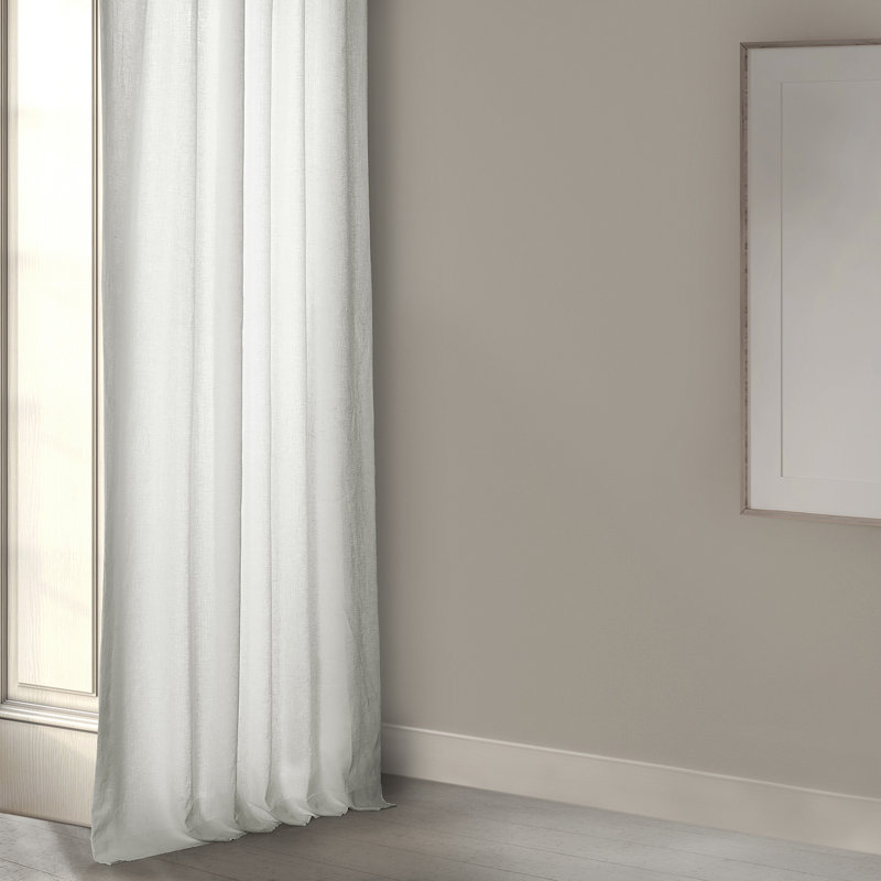 Britt 100% Euro Chic Linen Curtains - Single Panel Drape, 50" W x 96" L, Light Greige