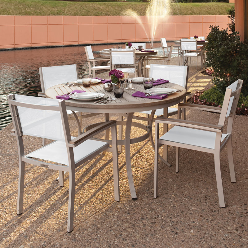 Travira Outdoor 5 - Piece Dining Set, Natural Sling, Vintage