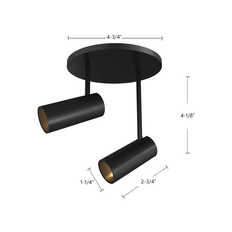 2 - Light LED Spotlight, Black, 5" H x 4.75" W x 4.75" D