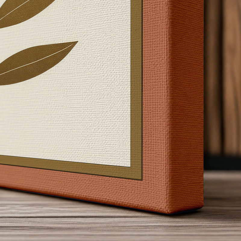 Single Stem in Gold Botanical - Wrapped Canvas, 18x12 - 45.7 x 30.5 cm, Terracotta Border