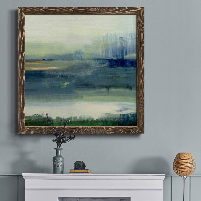 Golden Perfume I - peinture sur toile encadrée, H 17 po x l 17 po x P 1,5 po, Encadré de bois de noyer