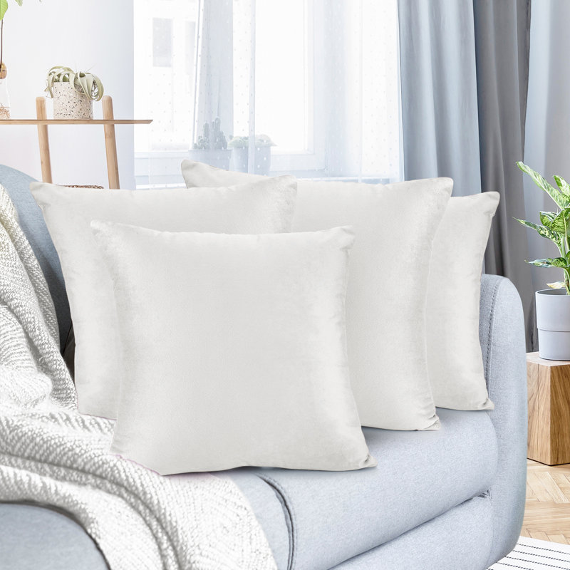 Housse de coussin en velours , H 20 po x l 20 po, Blanc