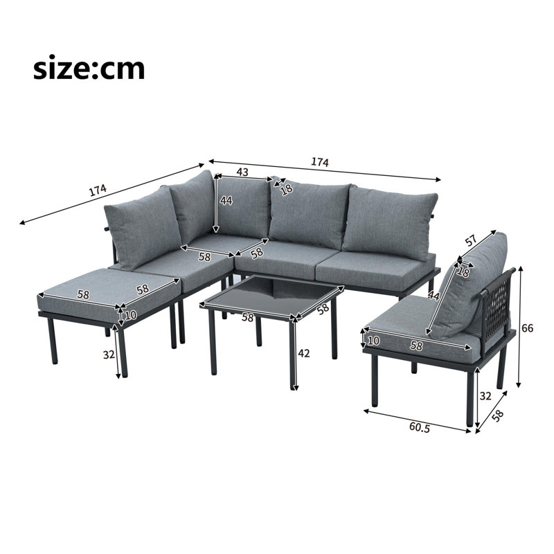 Garden Lounge Set, Grey