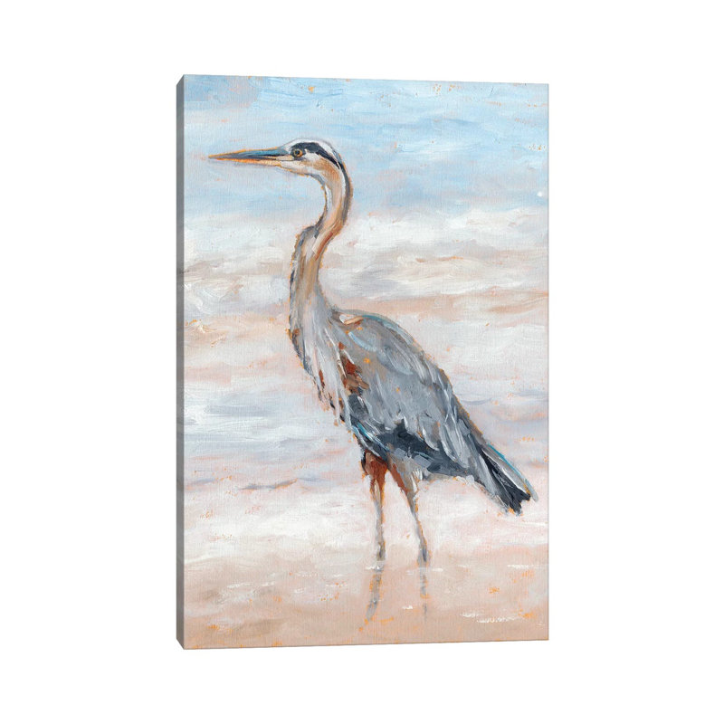 «Beach Heron II» par Ethan Harper - reproduction d'art, Pas de tapis, Toile tendue, H 48 po x l 32 po x P 1,5 po