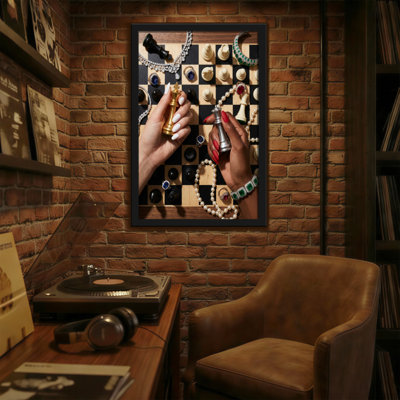 Abstract Chess Board Jewelry Hands King Queen