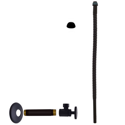 Ensemble d'alimentation en eau 1/2 po IPS x 3/8 po x P 15 po avec colonne ondulée et robinet d'arrêt à poignée ronde
