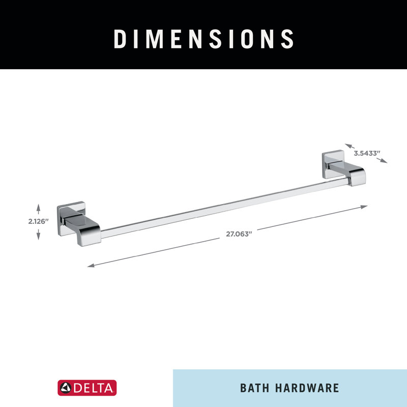 Ara Wall Mounted Towel Bar, 2.3" H x 24" L x 3.5" D, Chrome