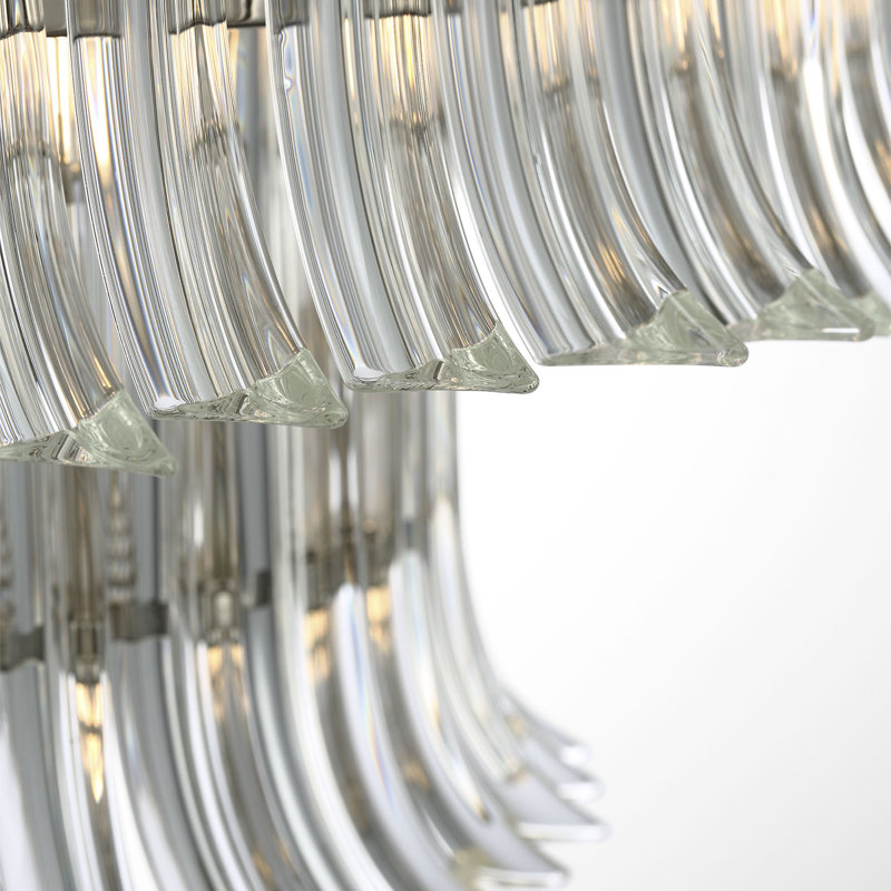 AERIN Rhine 34" Three Tier Chandelier with Crystal, Polished Nickel
