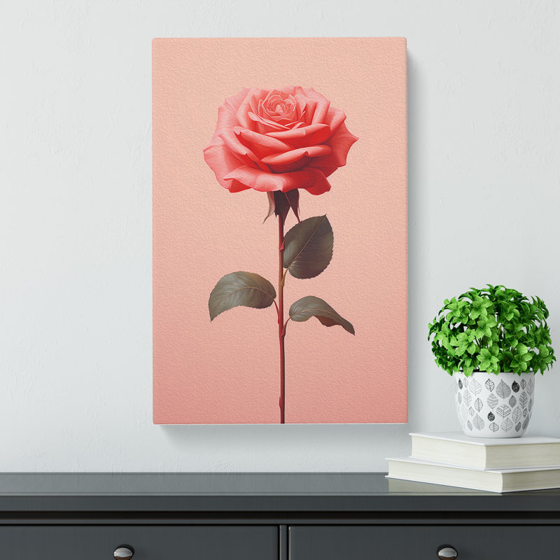 Rose Minimalism No.3 - Wrapped Canvas, 60cm H x 40cm W x 3cm D