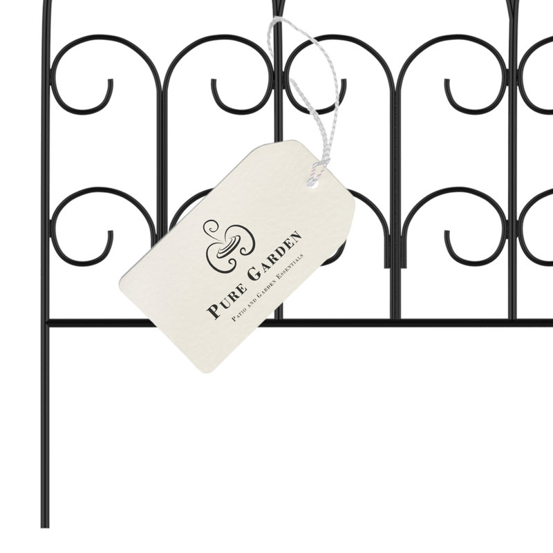 Pure Garden Metal Garden Fencing- 5 Outdoor Interlocking Panels for Landscaping- Edging