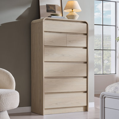 Maud Modern 7 Drawers Dresser for Bedroom, 55" Tall Dressers & Chest of Drawers w/Curved Profile Design