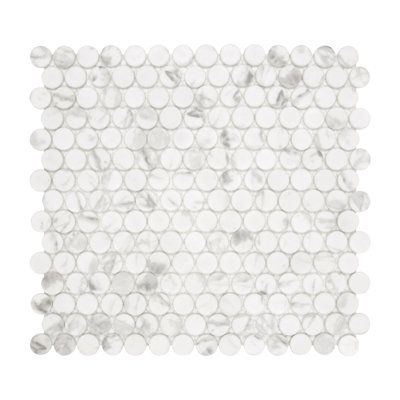 11" x 10" Penny Round Recycled Glass Floor & Wall Mosaic Tile
