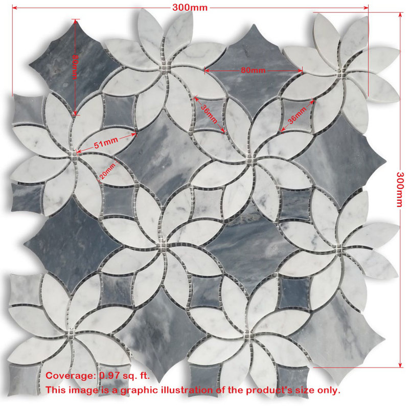 12" x 12" Marble Novelty Mosaic Wall & Floor Tile