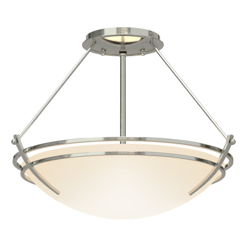 Tryne Semi Flush Mount, Sterling, Opal, 12.5" H x 16.4" W x 16.4" D