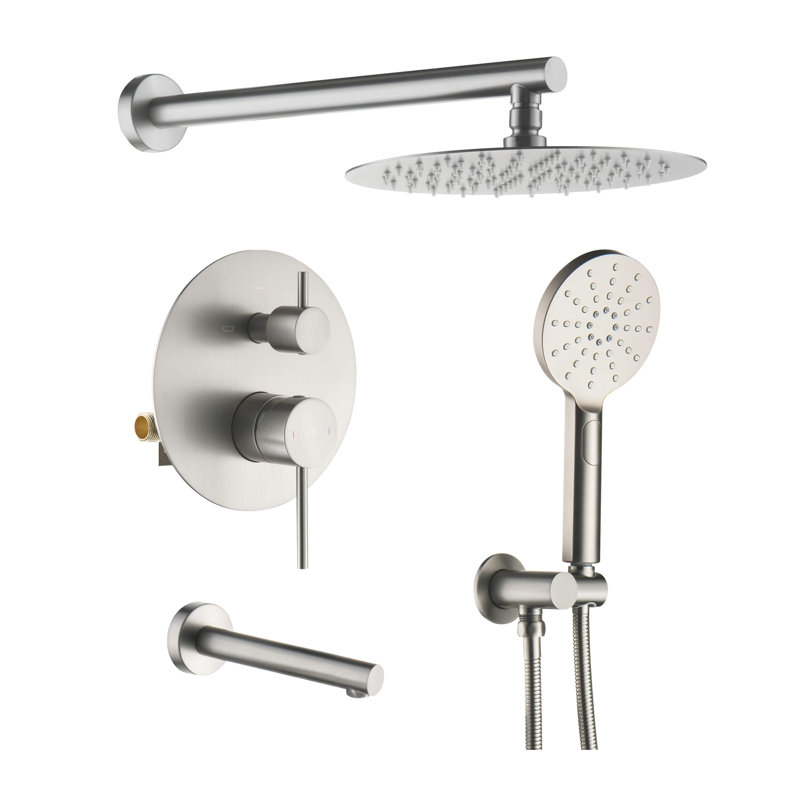 Fixation murale circulaire avec valve brute, Nickel brossé