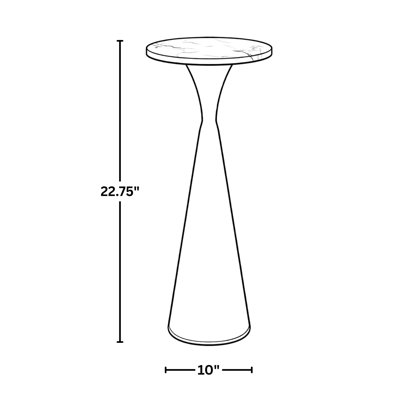 Gracelynn 22" Metal Side Table With Faux Marble Top