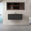 Ensemble de meuble-lavabo flottant avec lavabo, meuble de rangement mural à rayures avec tiroir à fermeture en douceur et cuve à sable Quartz