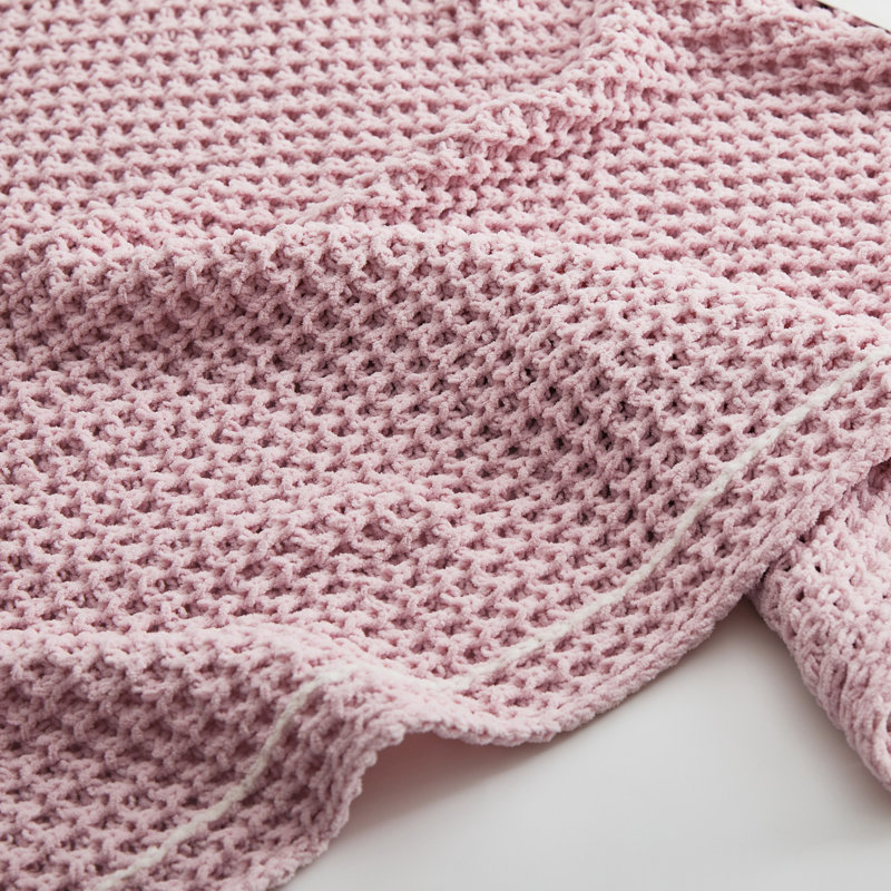 Waffle knit throw blanket, Pink